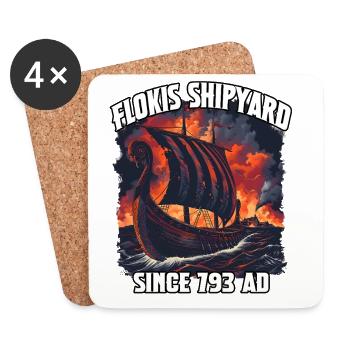 Viking Shipyard Fire Sky - Coasters (set of 4) - white - Front