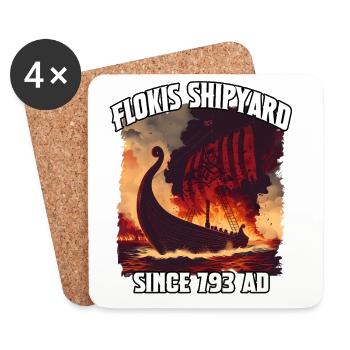 Incendie Viking au chantier naval Flokis - Dessous de verre (lot de 4) - blanc - Devant