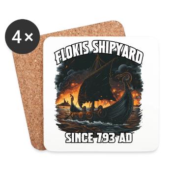 Viking Ship Flame Horizon - Coasters (set of 4) - white - Front