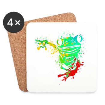 Frog Splash Art - Dessous de verre (lot de 4) - blanc - Devant
