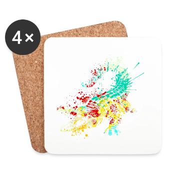Art éclaboussé Crocodile sauvage - Dessous de verre (lot de 4) - blanc - Devant