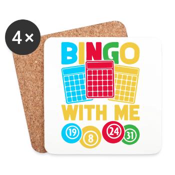 Bingo Game Bingo With Me Bingo - Coasters (set of 4) - white - Front