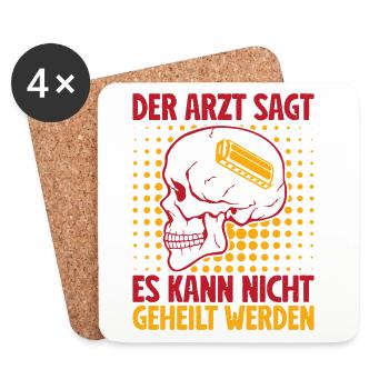 Lustiger Mundharmonika Spieler Der Arzt Sagt Nicht - Untersetzer (4er-Set) - Weiß - Vorne