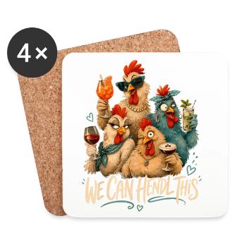 We can do it: Party chickens - Coasters (set of 4) - white - Front