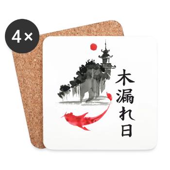 Komorebi Koi im Zen Park - Untersetzer (4er-Set) - Weiß - Vorne