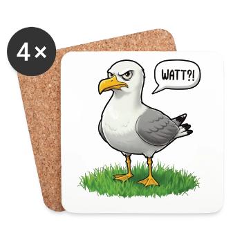 Watt Seagull Seabird Coast Beach Humor Saying - Coasters (set of 4) - white - Front