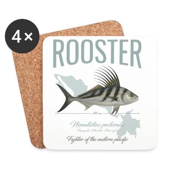 Rooster Fisch Inshore Angeln im Pazifik in Amerika - Untersetzer (4er-Set) - Weiß - Vorne
