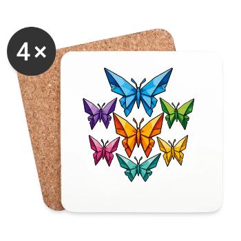 Geometric Butterflies Color Palette - Coasters (set of 4) - white - Front