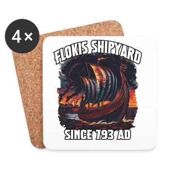 Chantier naval de Floki depuis 793 après J.-C. - Dessous de verre (lot de 4) - blanc - Devant
