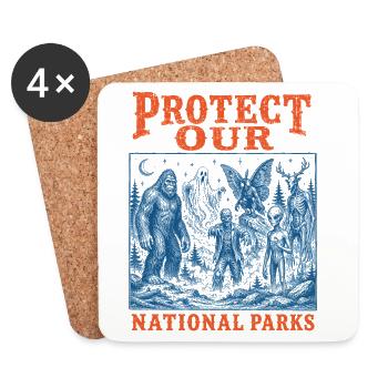 Les cryptides protègent nos parcs nationaux - Dessous de verre (lot de 4) - blanc - Devant