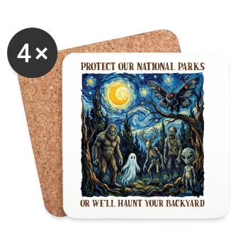 Le cryptide Van Gogh protège nos parcs nationaux - Dessous de verre (lot de 4) - blanc - Devant
