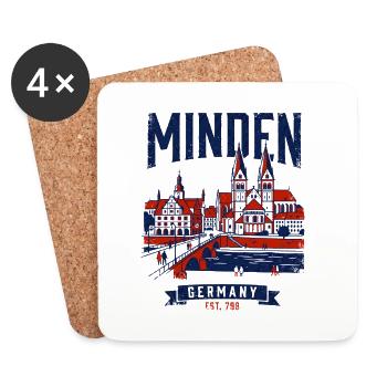 Cathedral Minden Germany City Skyline Historic - Coasters (set of 4) - white - Front