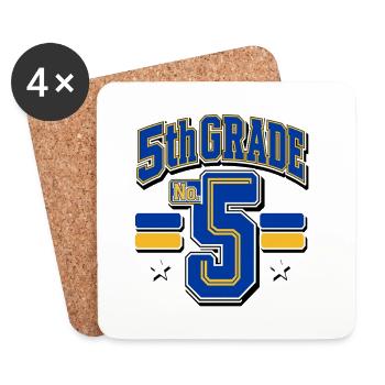 5th Grade First Day Varsity No. 5, Fifth Grader Gi - Coasters (set of 4) - white - Front