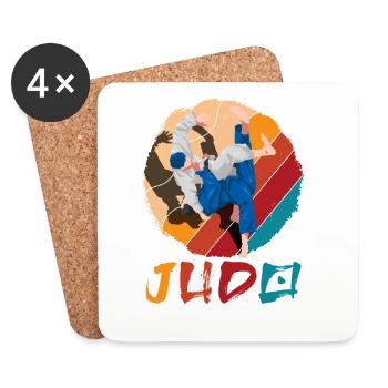 Judo Retro Vintage Arts Martial Judoka Projection - Dessous de verre (lot de 4) - blanc - Devant
