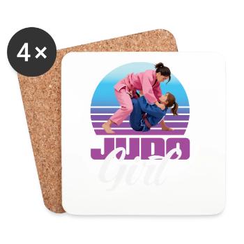 Judo Girl Retro Girl Martial Arts Judoka - Coasters (set of 4) - white - Front