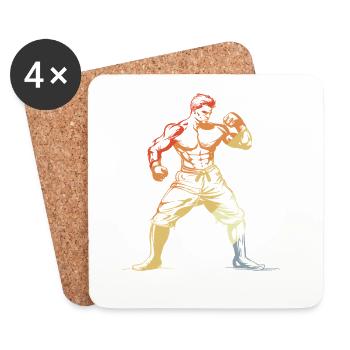 Kickboxer Rétro - Dessous de verre (lot de 4) - blanc - Devant