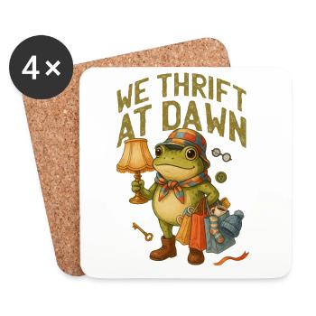 We Thrift at Dawn Frog - Coasters (set of 4) - white - Front
