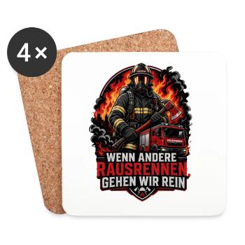 Feuerwehr - Untersetzer (4er-Set) - Weiß - Vorne