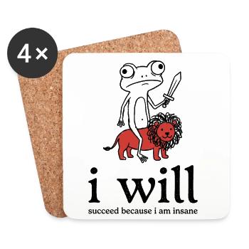 Froschritter with lion companion - Coasters (set of 4) - white - Front