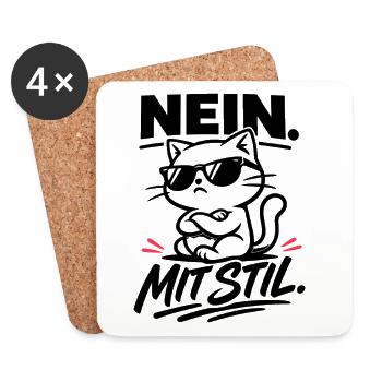 NO with style – cat with crossed arms - Coasters (set of 4) - white - Front