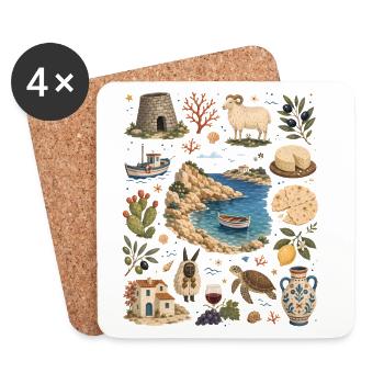 Sardinia | Coast, Nuraghi & Pleasure - Coasters (set of 4) - white - Front