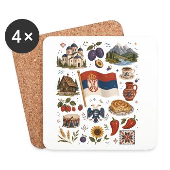Serbia | Balkans, Tradition & Homeland - Coasters (set of 4) - white - Front