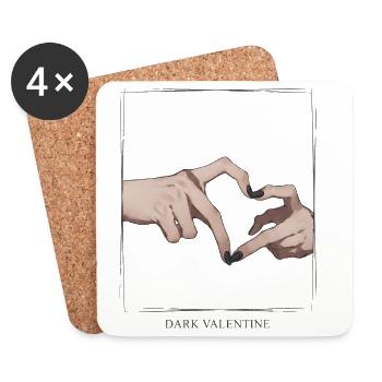 Dark Valentine's Heart Hands - Coasters (set of 4) - white - Front