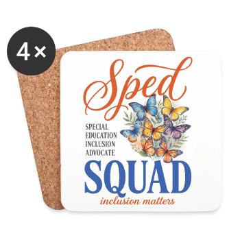 Enseignant en éducation spécialisée de l’équipe spécialisée Butterfly - Dessous de verre (lot de 4) - blanc - Devant