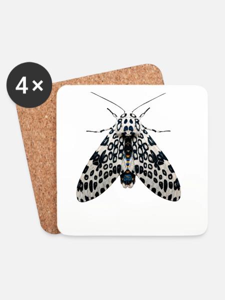 Riesenleopardenmotte Hypercompe scribonia Realistisch - Untersetzer (4er-Set) - Weiß