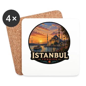 Istanbul Bosporus Sonnenuntergang Urlaub - Untersetzer (4er-Set) - Weiß - Vorne