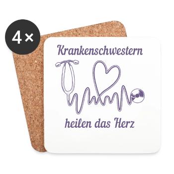 Herzformiges Stethoskop: Wir heilen das Herz - Untersetzer (4er-Set) - Weiß - Vorne