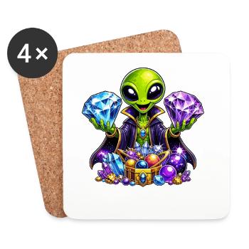 Mage du trésor extraterrestre - Dessous de verre (lot de 4) - blanc - Devant