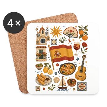 Espagne | Tapas, soleil & joie de vivre - Dessous de verre (lot de 4) - blanc - Devant