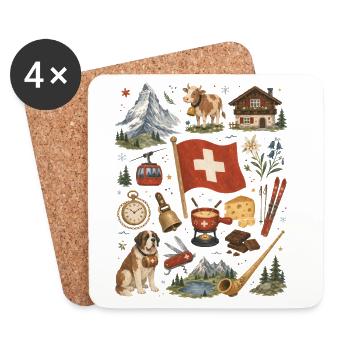 Switzerland | Alps, cheese & hut romance - Coasters (set of 4) - white - Front