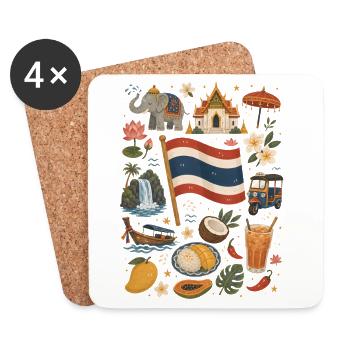 Thailand | Temples, Tropics & Street Food - Coasters (set of 4) - white - Front