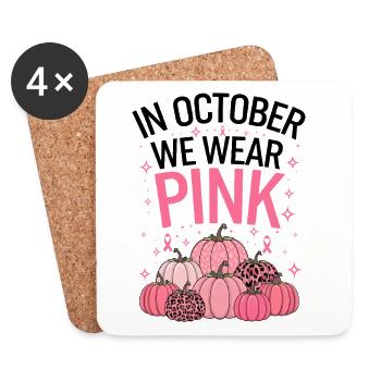 October Cancer Support Pumpkin - Coasters (set of 4) - white - Front