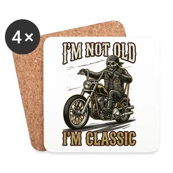 Je ne suis pas vieux, je suis du classique | Biker | Moto - Dessous de verre (lot de 4) - blanc - Devant