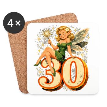 30e anniversaire rétro : Fée magique & Elfe - Dessous de verre (lot de 4) - blanc - Devant