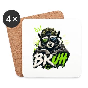 Bruh Raccoon Stylo Stylo Streetwear Stylé - Dessous de verre (lot de 4) - blanc - Devant