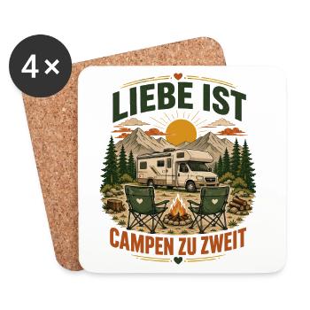Liebe ist Campen zu zweit – Wohnmobil Paar - Untersetzer (4er-Set) - Weiß - Vorne