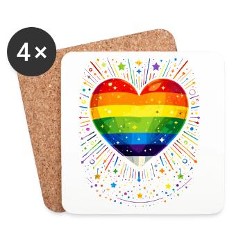 Rainbow Heart for Pride, Love & Diversity - Coasters (set of 4) - white - Front
