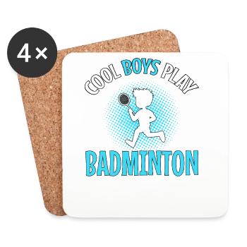 Les joueurs de badminton Cool Boys jouent au Badminton Boys - Dessous de verre (lot de 4) - blanc - Devant