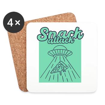Snack de pizza OVNI - Dessous de verre (lot de 4) - blanc - Devant
