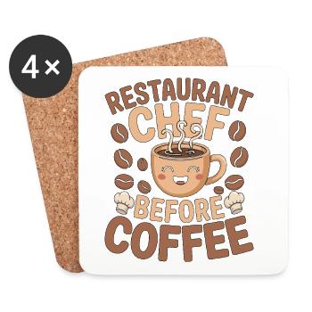 Chef de restaurant avant le personnel de cuisine Amateur de café - Dessous de verre (lot de 4) - blanc - Devant