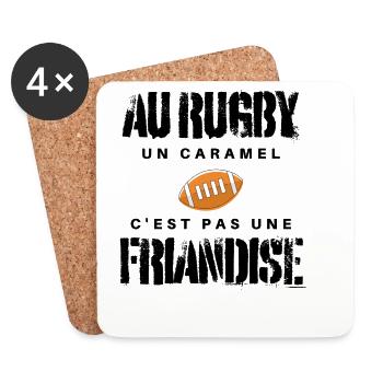 Au Rugby Un Caramel C'est Pas Une Friandise. rugby - Dessous de verre (lot de 4) - blanc - Devant
