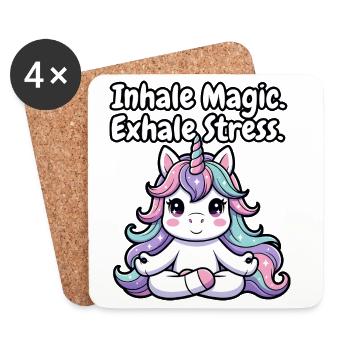 Pleine conscience de la licorne pastel - Dessous de verre (lot de 4) - blanc - Devant