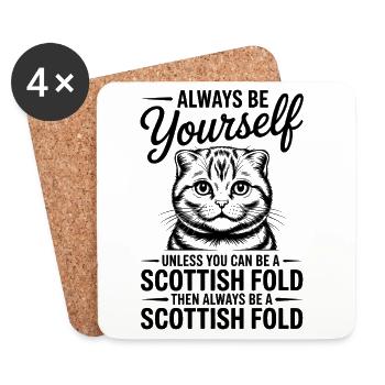 Cadeau Scottish Folding Fold Écossais - Dessous de verre (lot de 4) - blanc - Devant