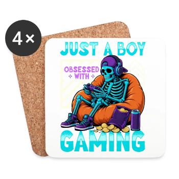 Skeleton Gamer Gaming Halloween - Coasters (set of 4) - white - Front