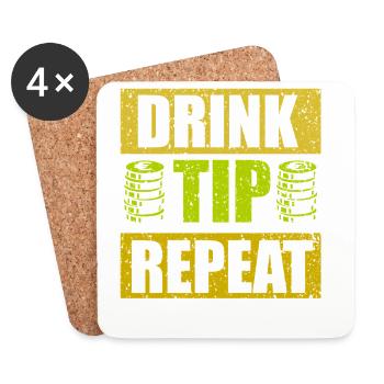 waiter bartender bartender bartender barchef - Coasters (set of 4) - white - Front