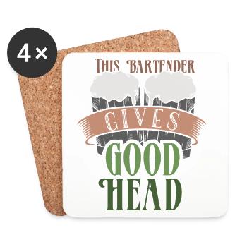 Serveur Barman Barchef - Dessous de verre (lot de 4) - blanc - Devant